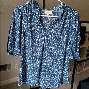 MELLODAY Blue Floral Women's Blouse